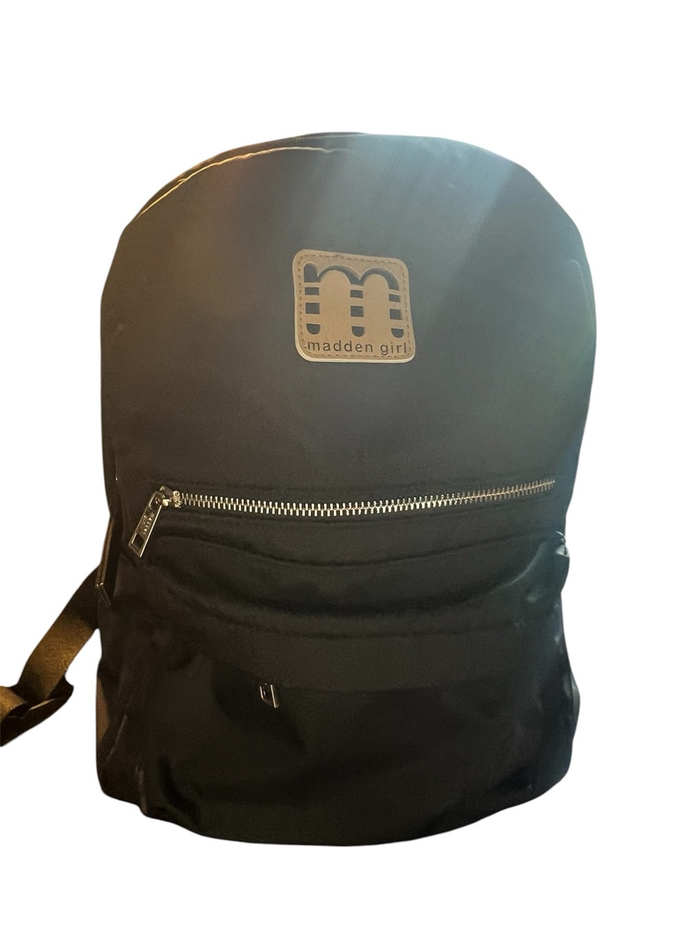 Madden Girl Black Backpack with Front Zip Pocket